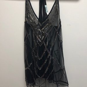 Kimchi Blue Sequin Black Mesh Top